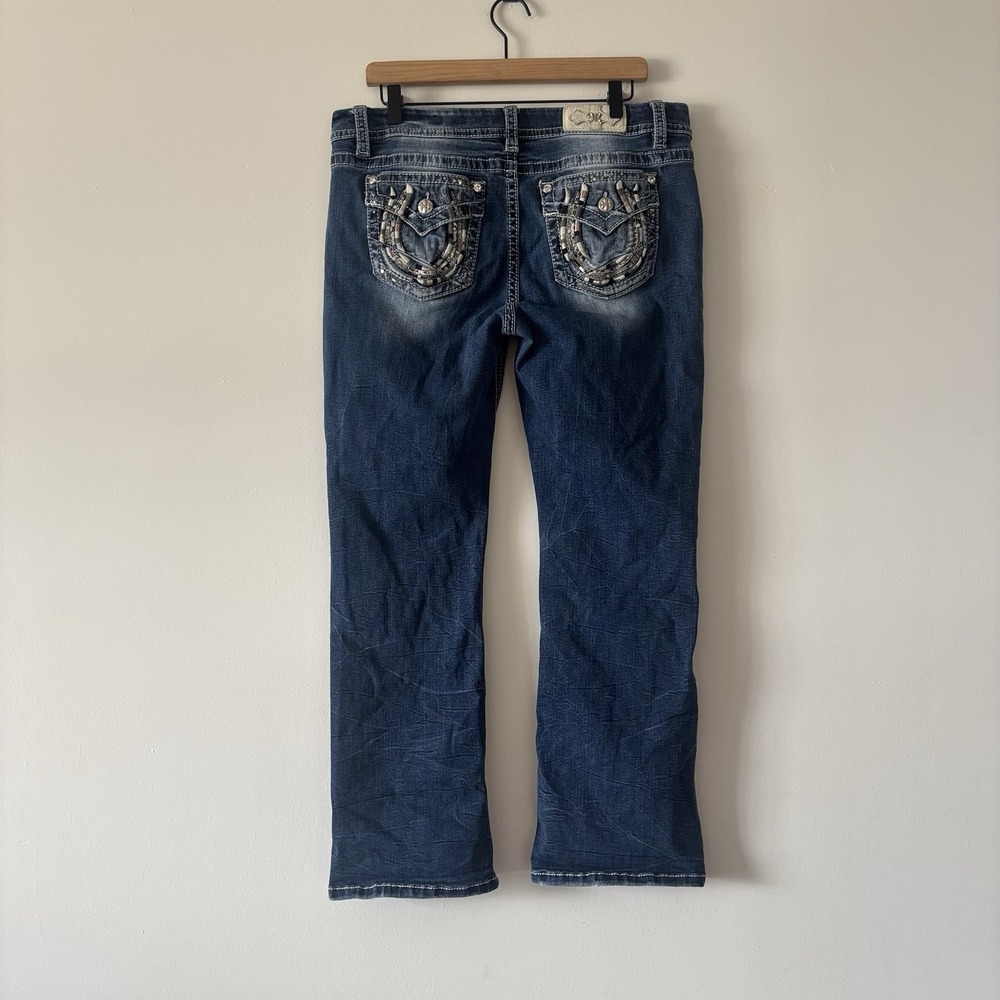 Miss Me Jeans Easy Boot Embellished Women's Sz 33 Western Cowgirl Boho INSEAM 28